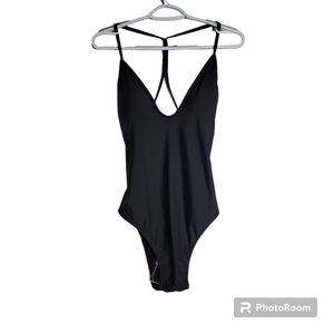 NWT Zeraca Black Open Back One Piece Swimsuit size L
